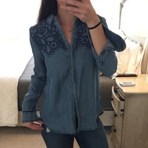 Anthropologie denim button down long sleeve top
